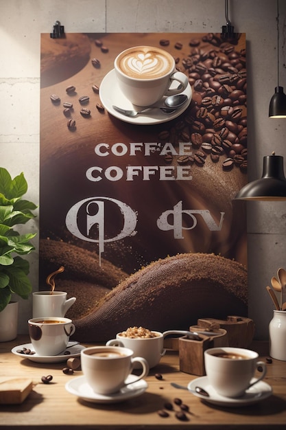 Photo poster coffee day illustration