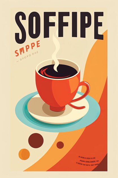 a poster for a coffee with a red cup on it