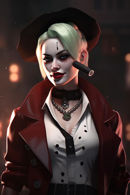 a poster for a comic book character with a cigarette in her mouth