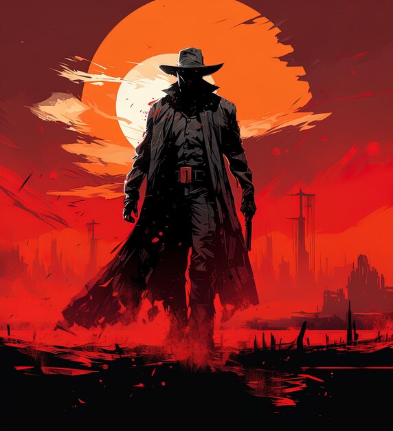 a poster for a comic book character with a red background