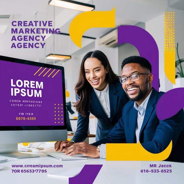 a poster for a company called  creative marketing  is displayed