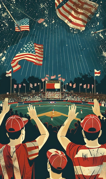 a poster for a concert with a person raising their arms in front of a flag