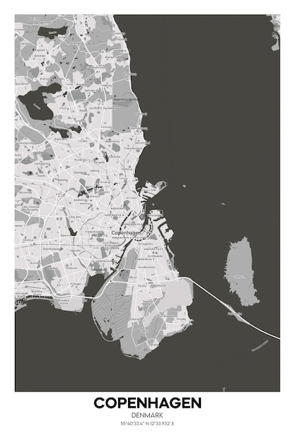 Poster Copenhagen Denmark map