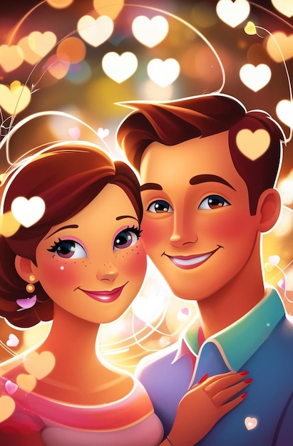 A Poster For A Couple With Hearts And A Love Story About Love | Premium AI-generated Image