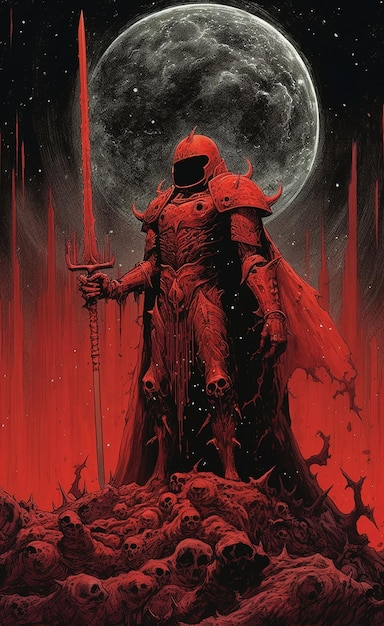 Постер для обложки темно-красного рыцаря