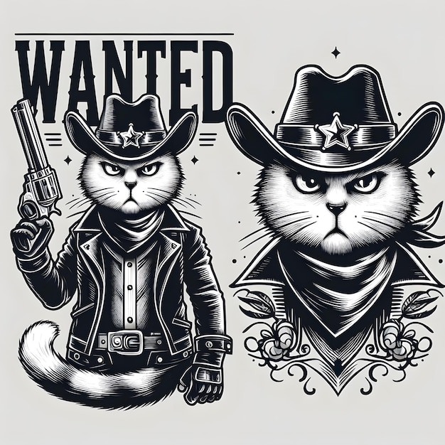 Foto un poster per un gatto cowboy