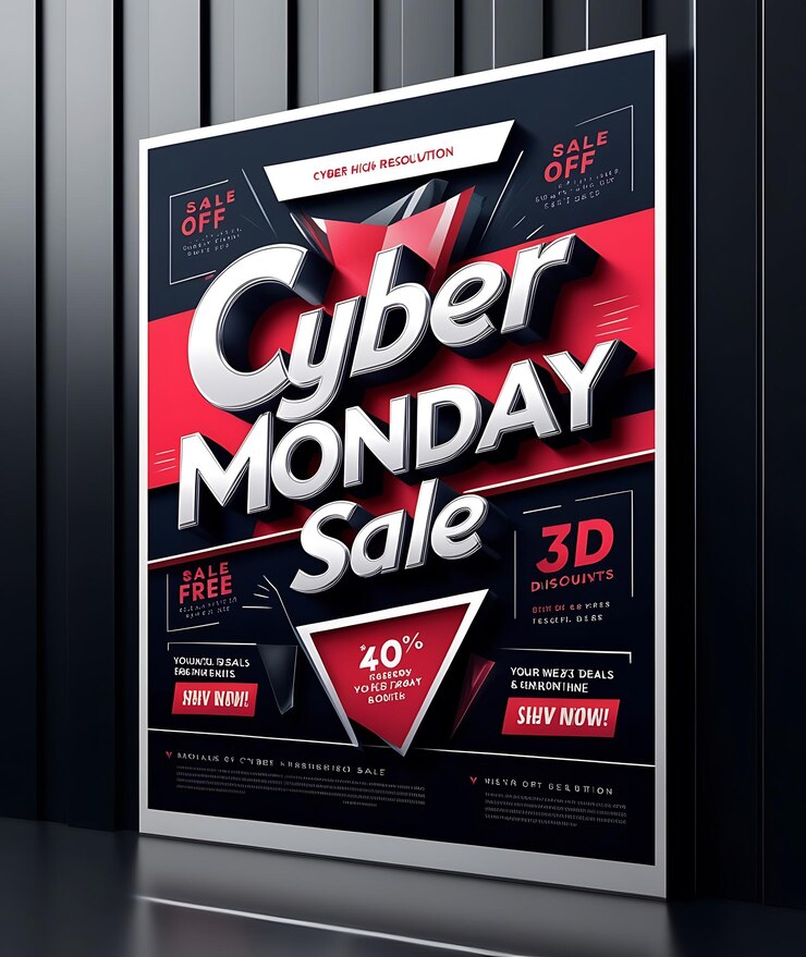 Photo a poster for cyber monday sale shows a cyber sale