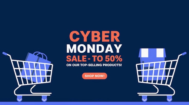 a poster for cyber monday sale with a sign that says cyber monday sale
