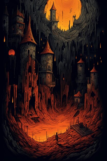 火の暗黒都市のポスター。