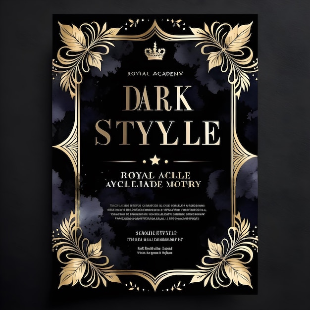 Photo a poster for dark dark style album with gold leaves and flowers
