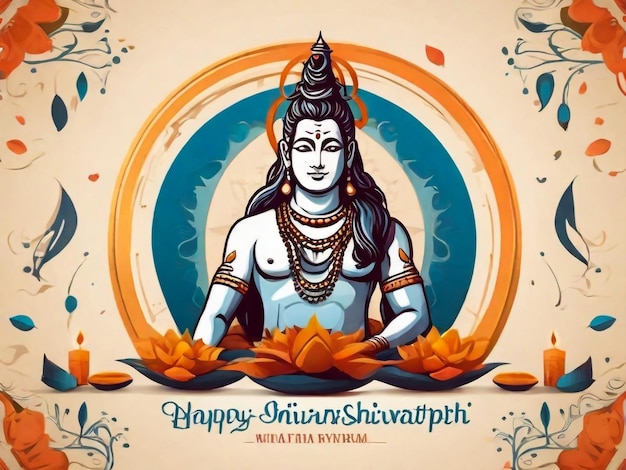 Photo a poster of deity with the words happy navratura on it