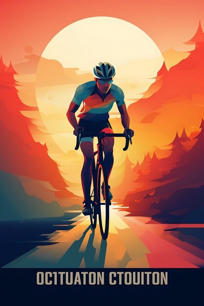 Photo poster design of duathlon endurance and adaptability warm toned color scheme vector 2d flat ink