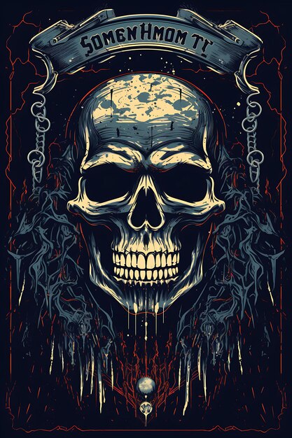Poster Design of Heavy Metal Concert Fans Headbanging on the Floor Dark Tones Vector 2D Flat Tshirt