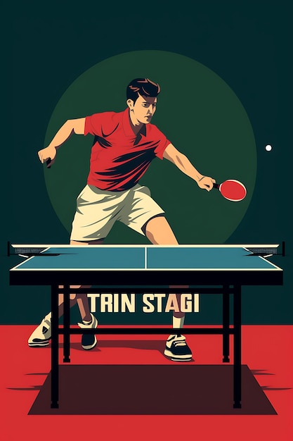 Photo poster design of table tennis speed and accuracy clean and minimalist color s vector 2d flat ink