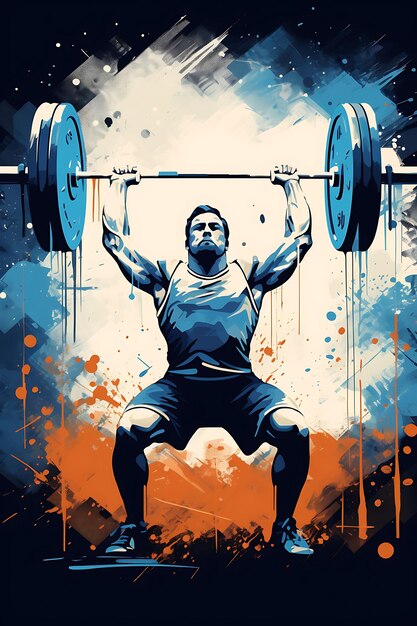 Poster Design of Weightlifting Power and Discipline Monochromatic Color Schem Vector 2D Flat Ink