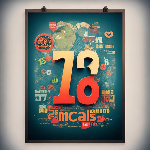 Photo poster design with word math time with numbers in background with t shirt