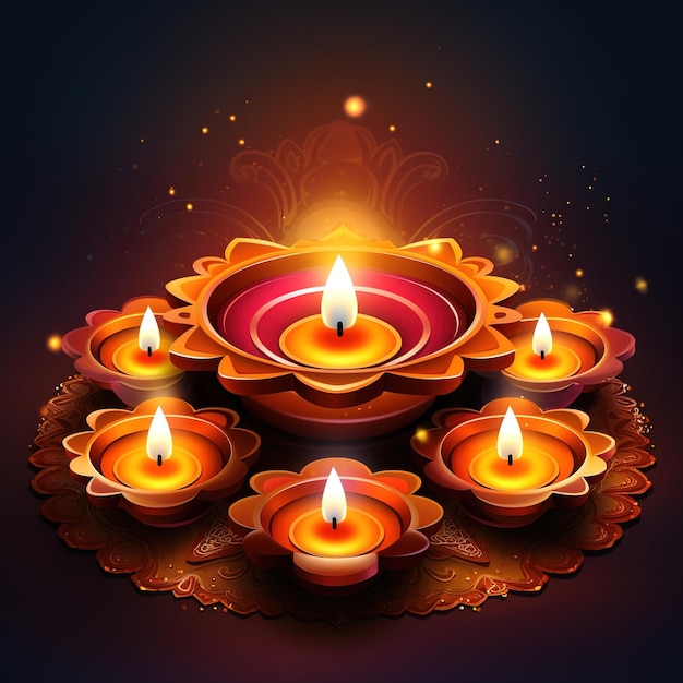 A poster for diwali with candles lit up in the dark