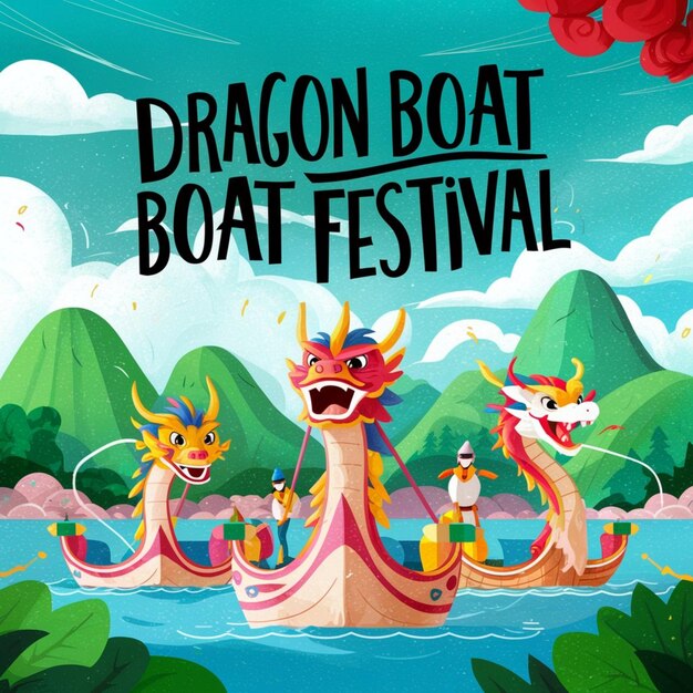 Photo a poster for dragon boats shows a dragon boat and a dragon boat