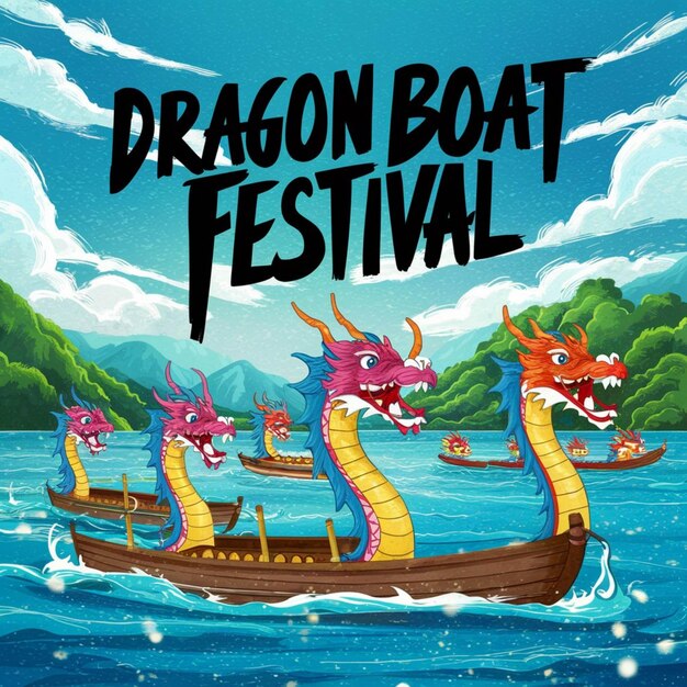 a poster for dragon festival with dragon boats on it