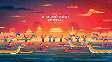 Photo a poster for the dragon festival with a red background