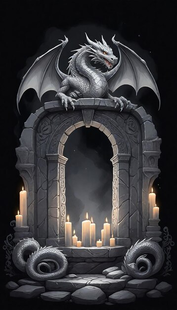 a poster for a dragon with candles in it