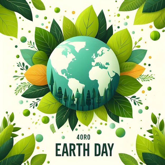 Photo a poster for earth day with a green planet and leaves