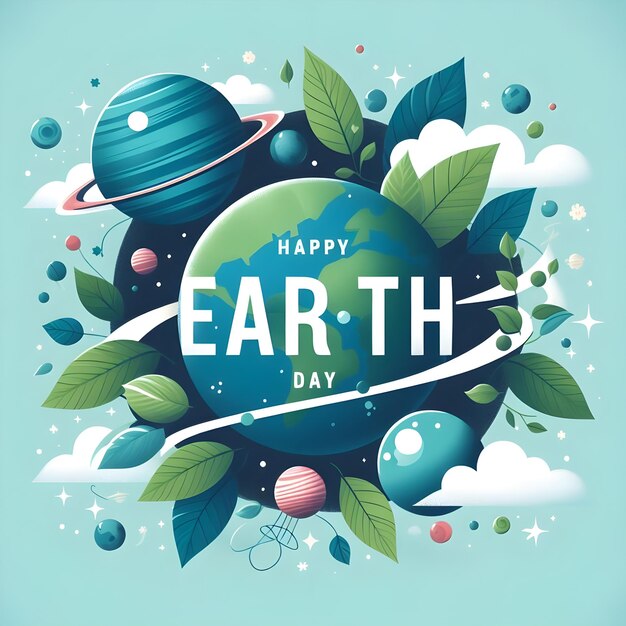 a poster for earth day with a planet on it