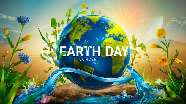 a poster for earth day with a world in the middle