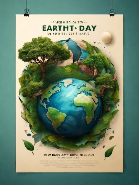 Poster for Earth Day World Environment Day with our planet in space Ecology environment safety concept A4 Vector illustration for poster banner card placard cover flyer