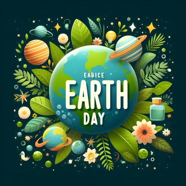 a poster of earth with the words earth day on it