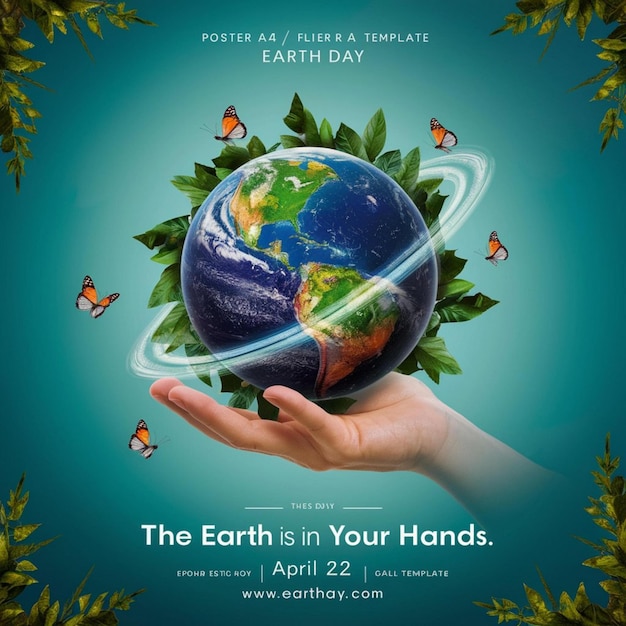 Photo a poster for the earth in your hands