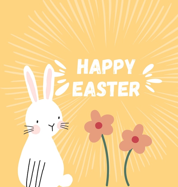 Photo a poster for easter bunny with a picture of a bunny and flowers