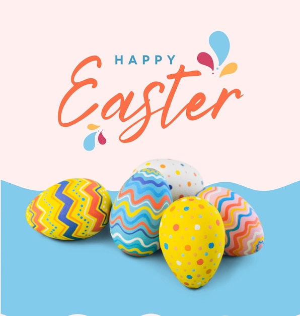 a poster for easter eggs with a pink background that says quot happy easter quot