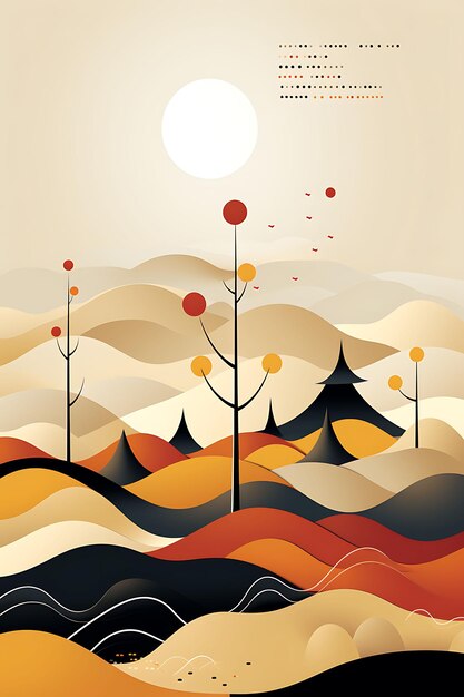 Poster of ecosystem services and natural resources earthy colors natur environment 2d flat designs