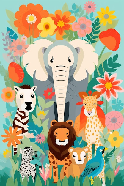 a poster for a elephant and other animals