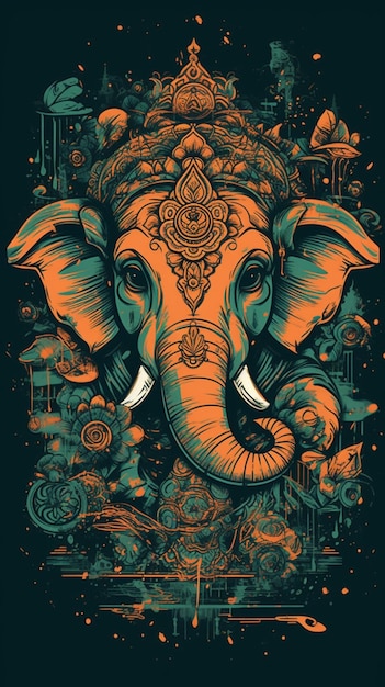 A poster of an elephant with a design that says'the elephant '