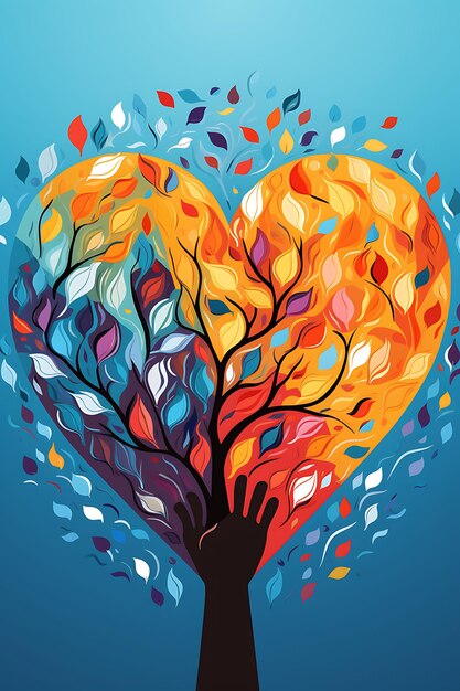 Poster of embracing diversity hands of different races forming a heart design art 2d tshirt ink