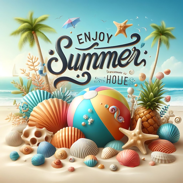 Foto un poster per godersi l'estate sulla spiaggia