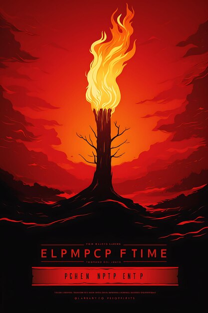 Poster of Eternal Flame of Hope Portraying a Flame Emerging NO WAR Concept Art 2D Flat Design