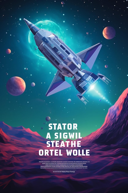 the poster for the event features an battleship in outer spacein the style of hypercolorful dreams