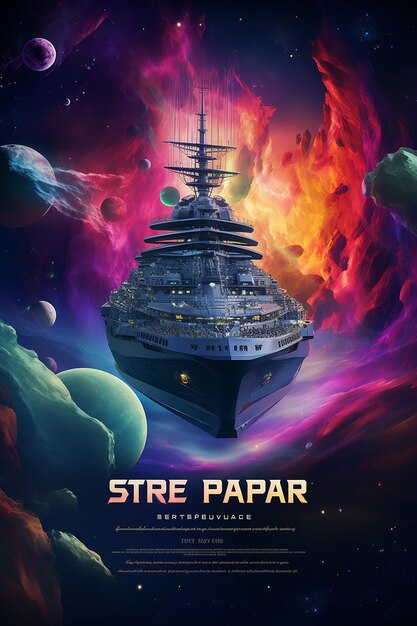 The poster for the event features an battleship in outer spacein the style of hypercolorful dreams