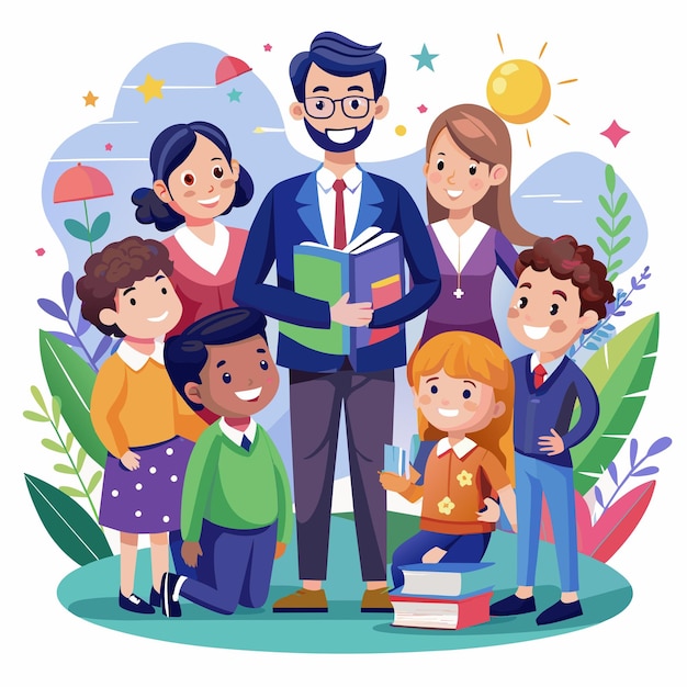 本を読んでいる男の家族のポスター