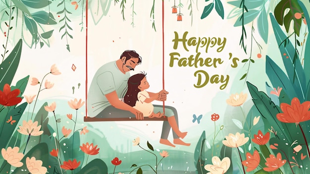 плакат для отца и дочери, сидящих на крыльце