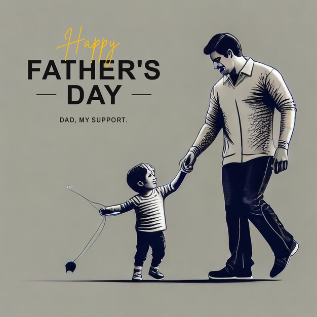 Photo a poster for a father and his son with a child holding hands