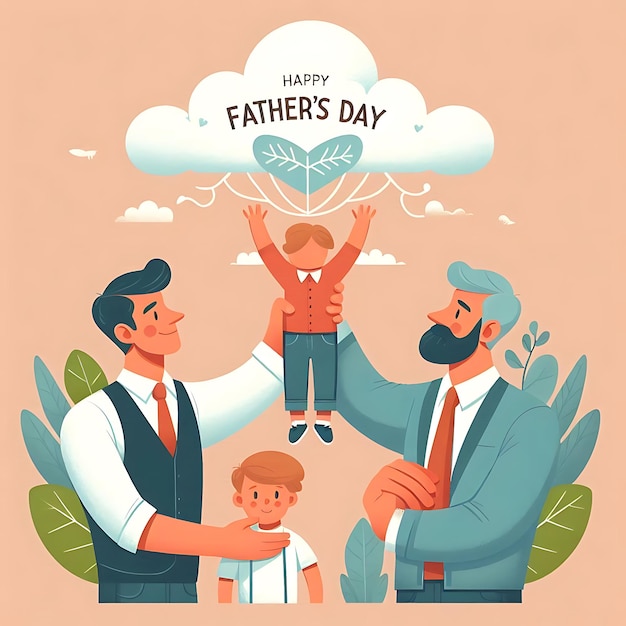 a poster for a father and his son with a sky background