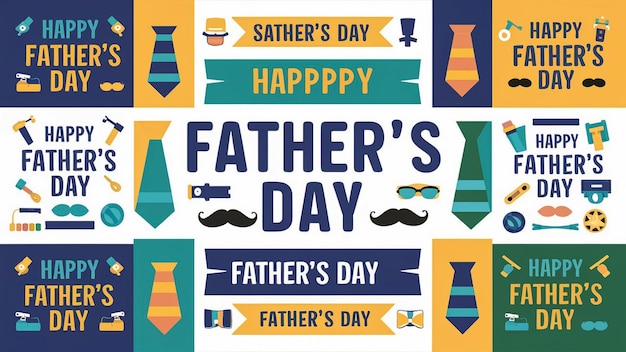 a poster for fathers day with a ribbon around the neck and a mustache on the bottom