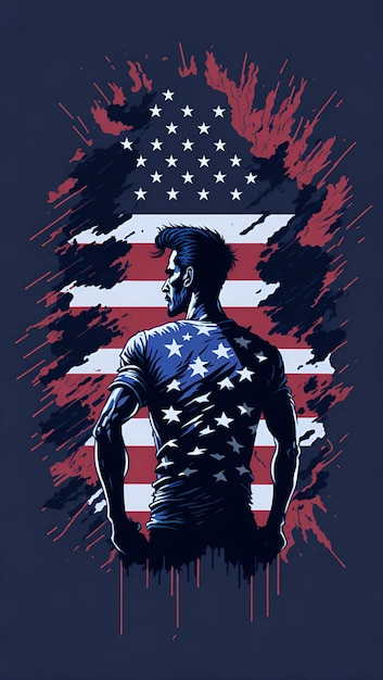 Photo a poster featuring an american man in a us flag shirt generative ai