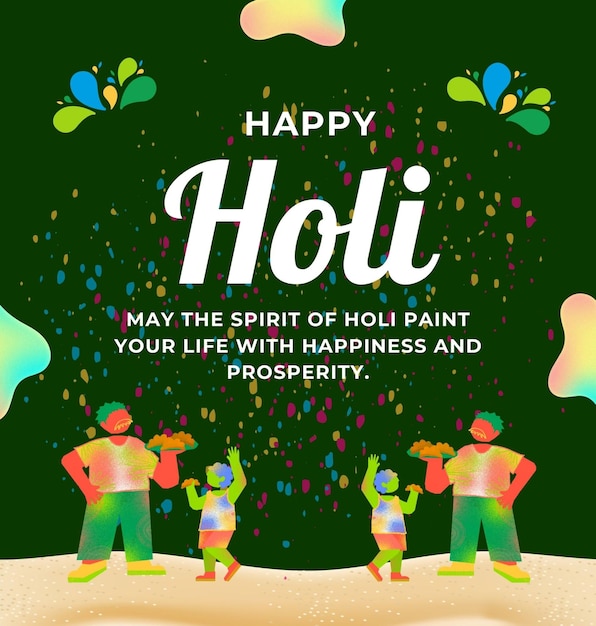 a poster for the festival of Holi with colorful confetti on it