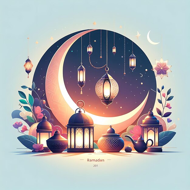 a poster for a festival with a moon and lanterns