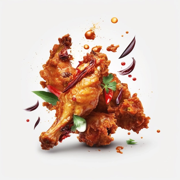 식품 브랜드 치킨 프라이드 치킨의 포스터.